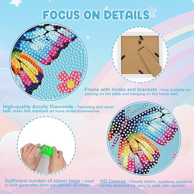 Nardoll Diamond Art Kits with Wooden Frame - Crafts for Girls - Dimond Art Paintings - Arts and Crafts - GEM Art Supplies for Boys Adults Beginners Home Wall Decor Gifts