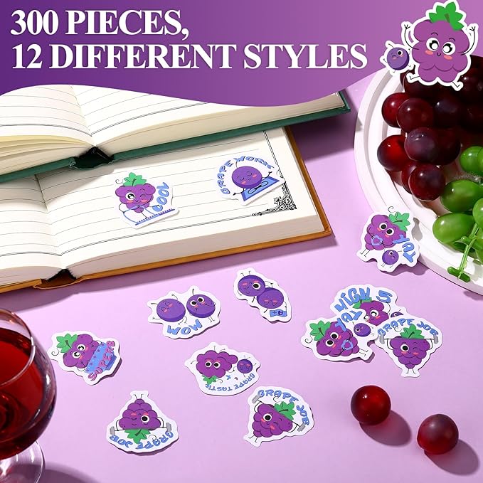 Jetec 300 Pcs Scratch and Sniff Sticker for Kids Smelly Scented Motivational Reward Stickers Teacher Incentive Positive Decal for Student Classroom Chart School Supplies(Grape)
