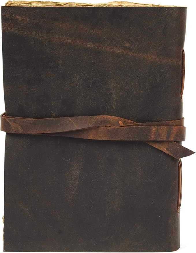 Leather Journal Travel Diary, Handmade Vintage Bound Notebook For Men & Women, Antique Finish, Genuine Buffalo Leather- Quality Unlined Paper Perfect for Notes, Art Sketchbook, 7X5 Inches, Brown