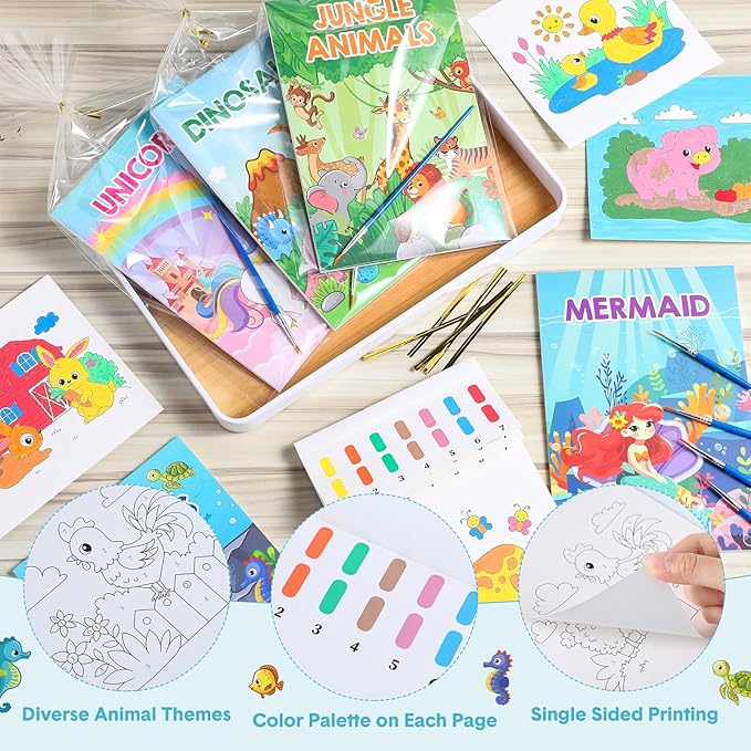 Pasimy 6 Sets Paint with Water Coloring Books for Toddlers 5. 5 x 8. 1 Inch Large Water Coloring Books Mess Free Painting Activity for Goodie Bag Filler Classroom Prizes Birthday Return Gifts Supplies