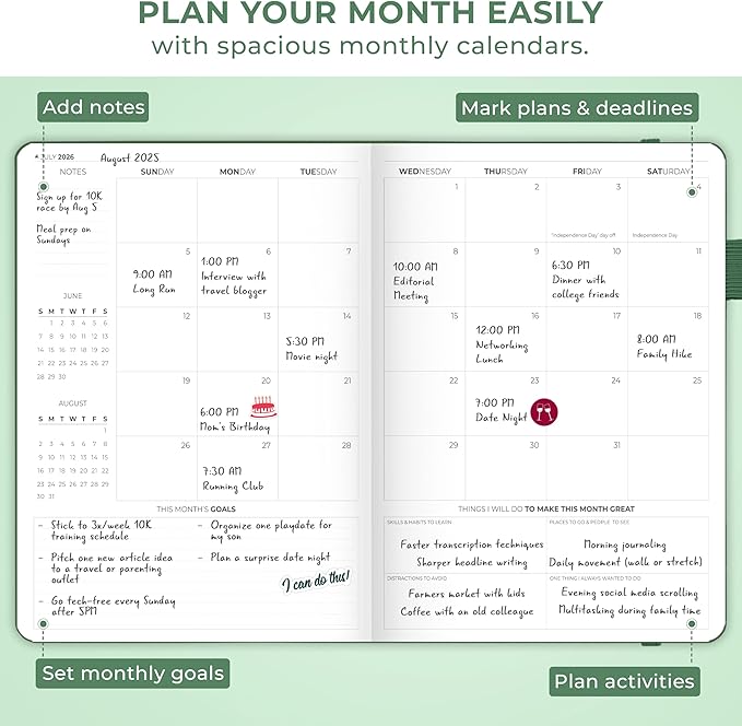 Clever Fox Planner PRO Premium Jan 2026-Jan 2027 – Luxurious Weekly, Monthly & Budget Agenda Organizer for Productivity & Reaching Goals, A4 Hardcover + Keepsake Box – Forest Green