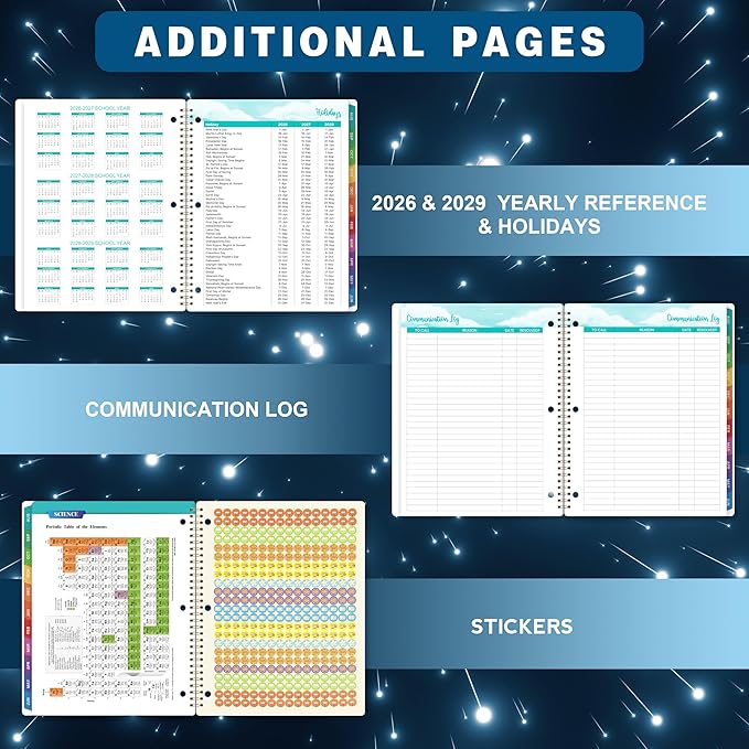 Student Planner 2026-2027 - August 2026 - June 2027, Weekly & Monthly planner for Students 11"x 8.3", Flexible Cover, Strong Golden Binding, Printed Tabs, with Stickers