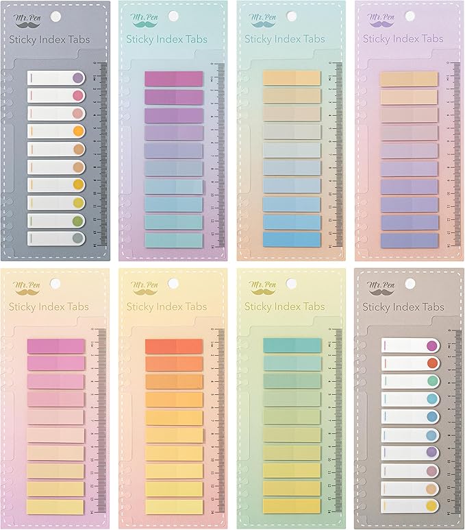 Mr. Pen- Colorful Sticky Tabs, 1600 pcs, Translucent Page Markers, Water-Resistant Book Tabs for Annotating, Bible Study, Planning, Indexing & Document Organization