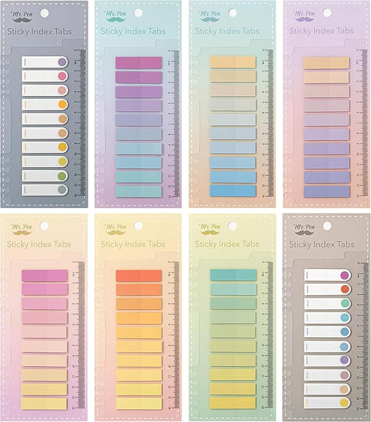 Mr. Pen- Colorful Sticky Tabs, 1600 pcs, Translucent Page Markers, Water-Resistant Book Tabs for Annotating, Bible Study, Planning, Indexing & Document Organization
