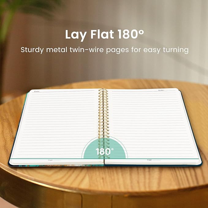 Taja Lined Spiral Journal Notebook for Women, A5 Cute College Ruled Hardcover Notebook for Work & Note Taking, Pretty Journal for Writing, 140 Pages, Emerald Shores