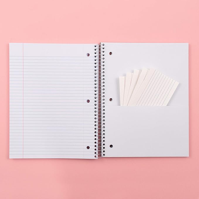 Yoobi College Ruled 8 x 10.5” Spiral Notebook Set – Bulk 3-Pack of 3 Subject Notebooks, Blue, Mint Green & Blush Pink – Gift Idea – 150 Perforated, 3-Hole Punched Sheets