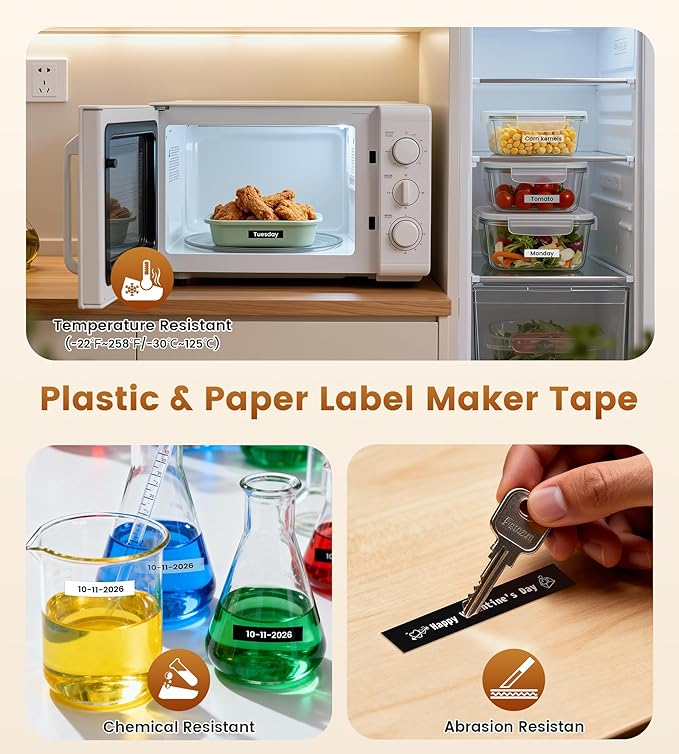 5-PK Colorful Label Maker Tape Replace for Dymo Letratag Refills Plastic White/Silver/Black/Clear & Paper White Compatible for Dymo Label Maker Refills for Letratag 100H 100T Plus 200B QX50 XR XM 2000
