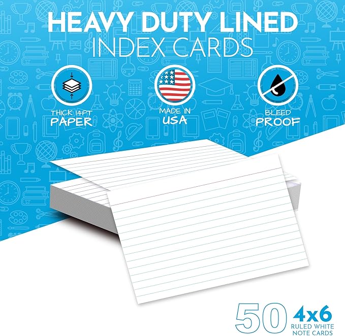 Home Advantage 4x6 Ruled Index Cards - Our 50 Pack of Lined Notecards Use Heavy Duty Cardstock to Make Them Bleed Proof – These Line Ruled Index Cards Make Perfect Flashcards & Note Cards