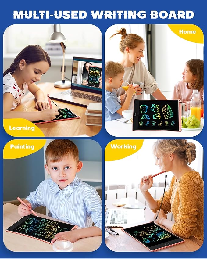 bravokids LCD Writing Tablet with Lanyard, 8.5 inch Colorful Doodle Board Drawing Pad for Kids, Travel Games Activity Learning Toys, Birthday Gift for Age 3 4 5 6 7 8 Year Old Boys Girls
