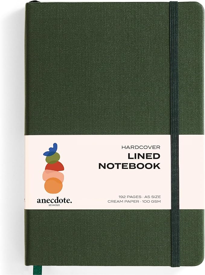 ANECDOTE. Lined Journal Notebook, 192 Pages, A5 size: 8.3" x 5.4", Thick 100 GSM Paper, Ruled, Hardcover. Journal for Women and Men, Perfect Notebook for School, Work and Travel (Evergreen)