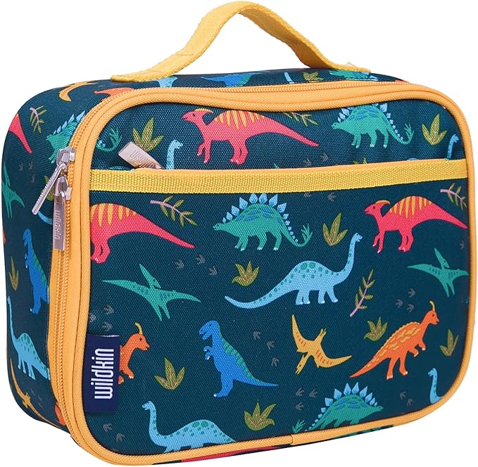 Wildkin Kids Insulated Lunch Box, Keeps Food Hot or Cold, BPA-Free with Mesh Pockets & Easy-Clean Lining – Ideal for School, Travel & Daycare – Jurassic Dinosaurs