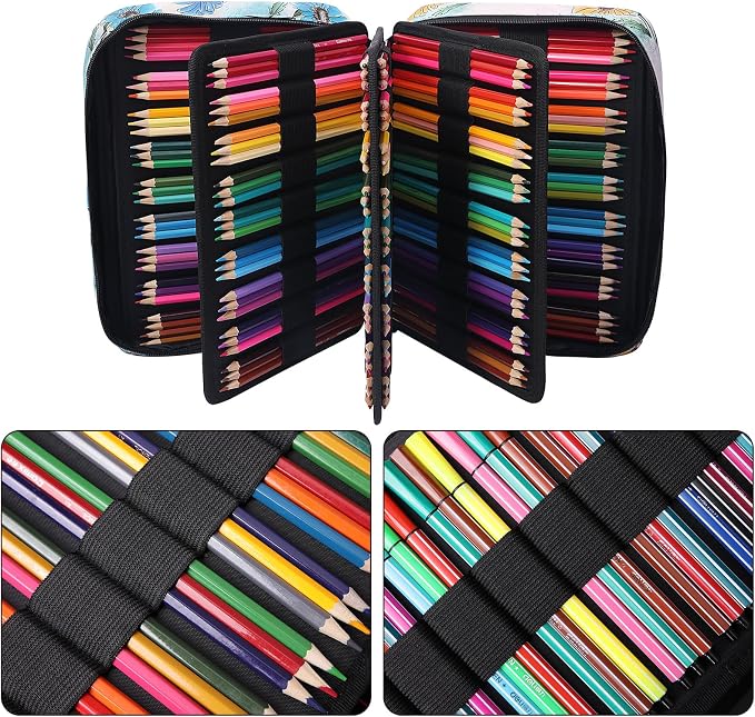Coloring Pencil Case 220 Slots Pencils/Gel Pens Organizer Waterproof Travel Case Zipper Carrying Portable Pencil Markers Pen Holder Bag for Painter Writers