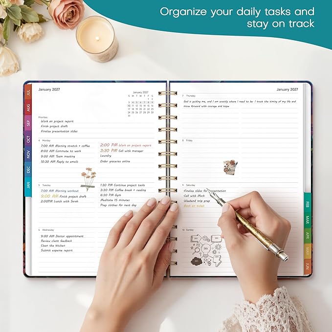 Planner 2026-2027 Monthly and Weekly Academic Planner July 2026 - June 2027, Hardcover Calendar 2026-2027 Agenda Daily Planner for Student Teacher School Office Supplies, 6" x 8.3", Wild Mountain