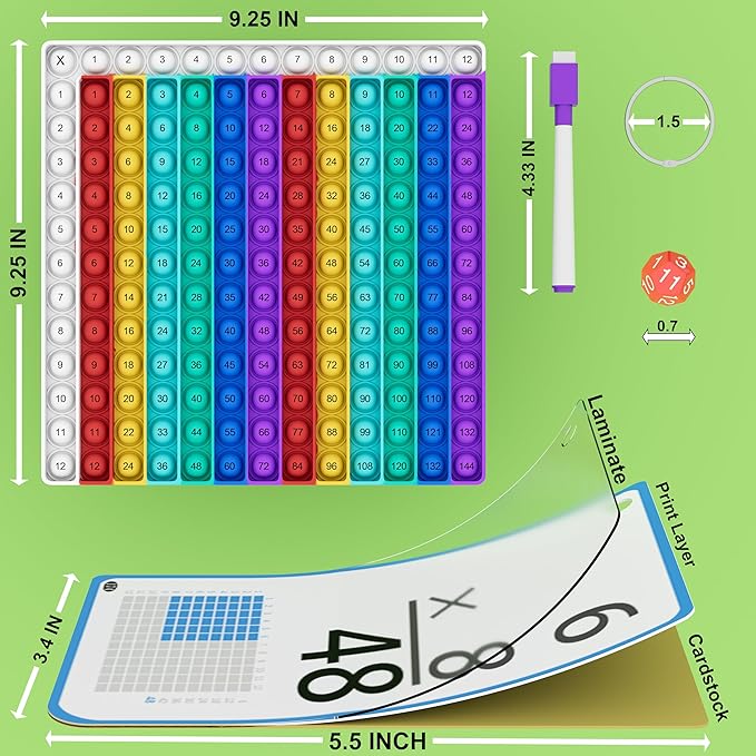 COOVA Multiplication Flash Cards 3rd Grade with Multiplication Chart - Times Table Flash Cards Math Game Multiplication flashcards 0-12