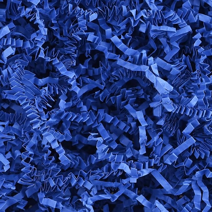 Raissily 10.5oz/300g Crinkle Cut Paper Shred Filler, Packing Grass Cushion for Christmas Wedding Birthday Anniversaries Easter Engagement Gift Confetti Box Bag Basket Filling Decoration (Navy Blue)