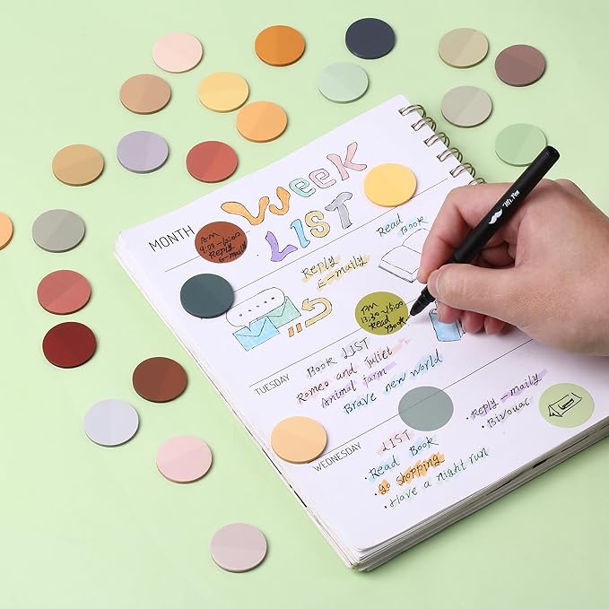 Mr. Pen- Round Transparent Sticky Notes, 1.1” Diameter, 28 Pads, 1120 Sheets, Colorful, Water-Resistant See-Through Sticky Notes Bulk & Fineliner, Smooth Writing, Note Tabs for Bible Journaling