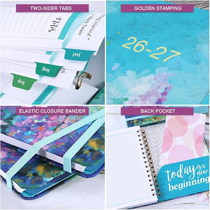 Planner 2026-2027 - Academic Planner 2026-2027, Jul 2026 - Jun 2027, 2026 2027 Planners Weekly and Monthly, 6.3" x 8.4", 26-27 Calendar Planners with Hardcover, Colorful Tabs, Pocket - Oil Painting
