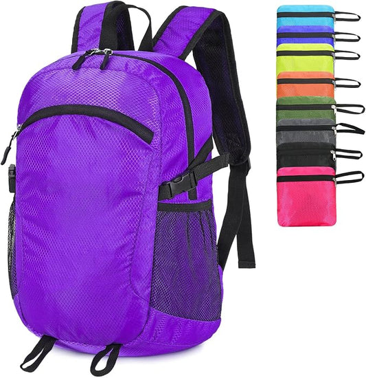 Small Hiking Backpack 15L Travel Lightweight Hiking Packable Daypack Water-Resistant Foldable Backpacks for Women Men Camping (Purple)