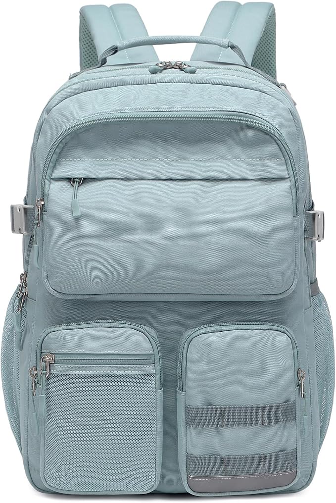 Lohol Water Resistant Backpack with Multifunctional Pockets for Teens, Durable Bookbag fits 15.6 inch Laptop for School Travel College, 25L (Blue)
