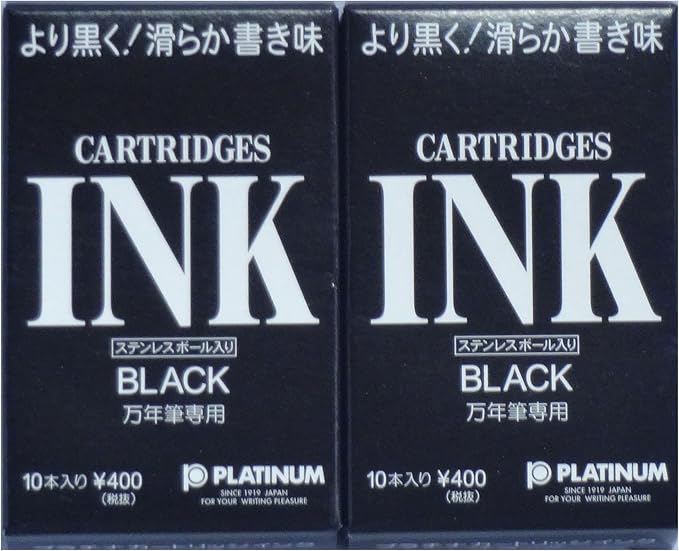 Platinum Fountainpen Ink Cartridges (Black) 10 Cartridges× 2 Packs (Japan Import)