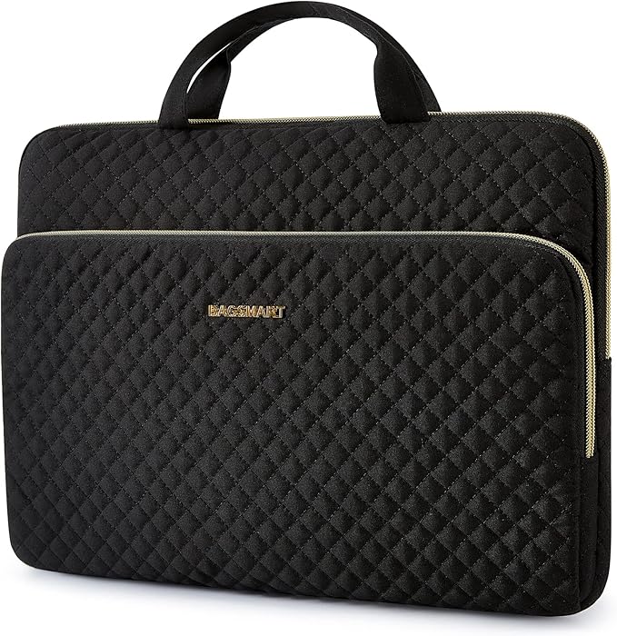 BAGSMART Laptop Sleeve for 15-inch MacBook Air/Pro, Laptop Carrying Case Compatible with 15.6 inch HP,Dell,Acer Aspire,Asus Notebook, Protective Case with Pocket and Handle, Black