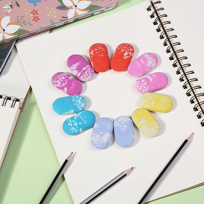 Mr. Pen- Marble Pencil Erasers, 12 Pack, 1" x 2", Soft Rubber Marble Pencil Erasers for School, Office, Art Sketching, Homework, Exams, Clean Smudge-Free Correction