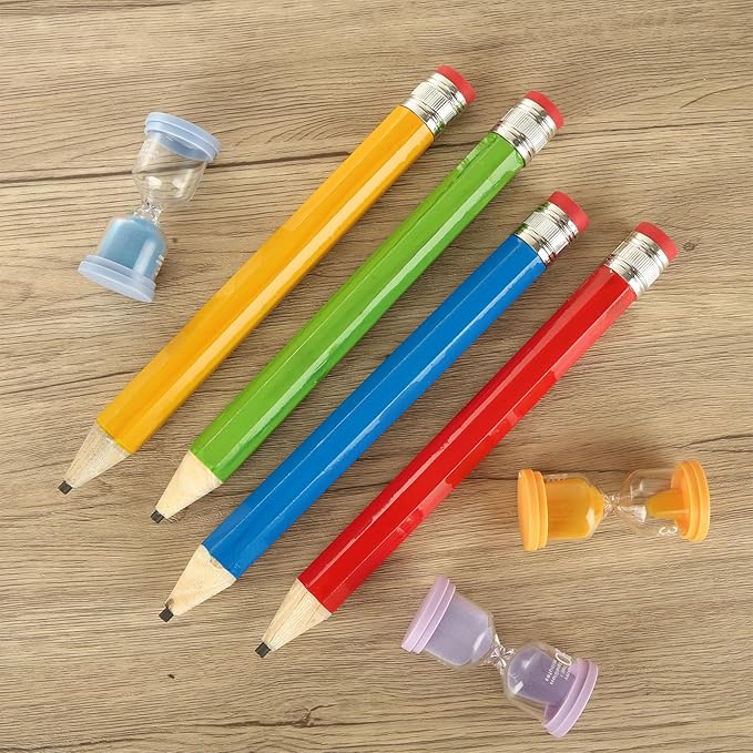 WOPPLXY 16 Pcs Wooden Jumbo Pencils, 13 Inch Funny Large Novelty Pencil, Wood Cool Giant Pencil, Big Novelty Pencils for Home School Office Halloween Christmas Party Prop Gift Decor, 4 Colors