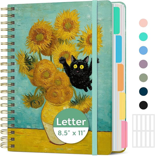 Taja Large Spiral Notebooks for Work 5 Subject with Removable Dividers