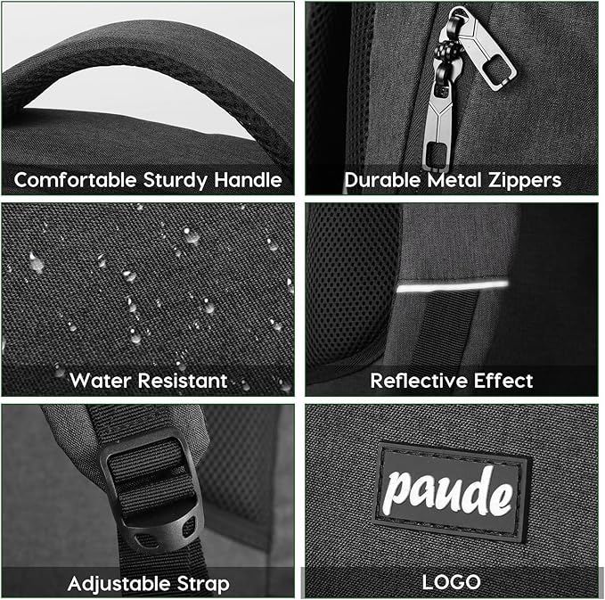 Paude Backpack for Men and Women,School Backpack for Teens,15.6 inch Laptop Backpack with USB Charging port for Business College Travel