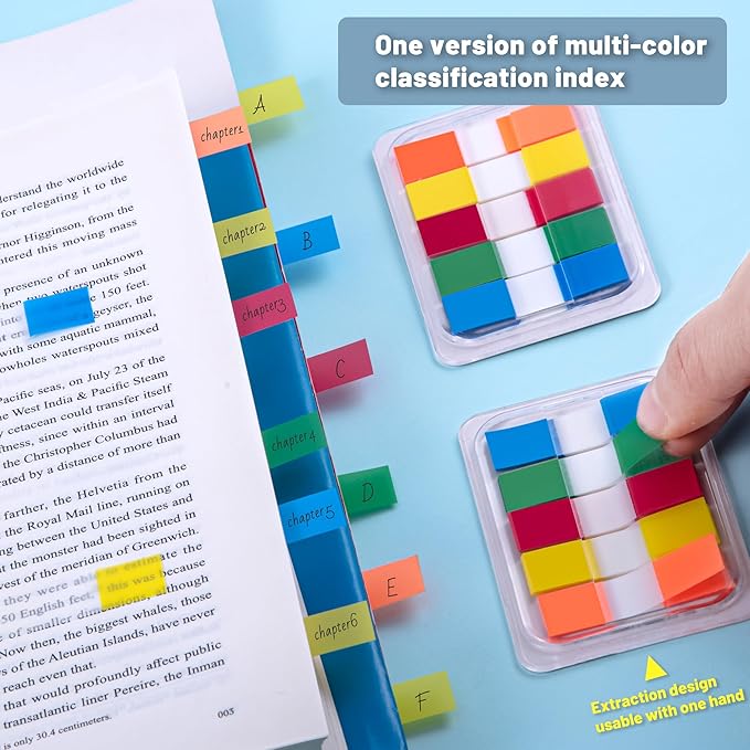 Golcellia 300 Pcs Sticky Tabs Bible Tabs, Writable Repositionable Book Tabs with Easy Peel Design, Annotation Tabs for Notebooks Reading Study Office Organization