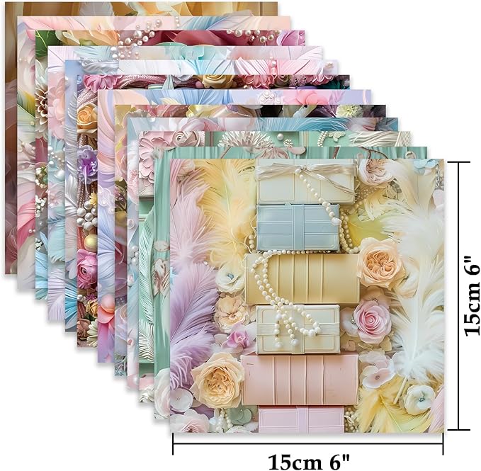 Scrapbook Paper,24 Sheets 6"x 6" Vintage Scrapbook Supplies,Single-Sided Pattern Decorative Cardstock Paper for Junk Journal,Card Making,DIY Album, Art Journaling,Decoupage Craft,Pearl Books
