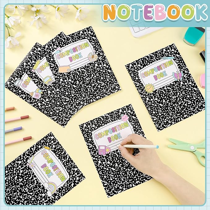 Fuutreo 72 Pcs Composition Notebook Classroom Decorations Classroom Bulletin Board Decor Bulletin Boards Cutouts Composition Cover Paper Whiteboard Decor