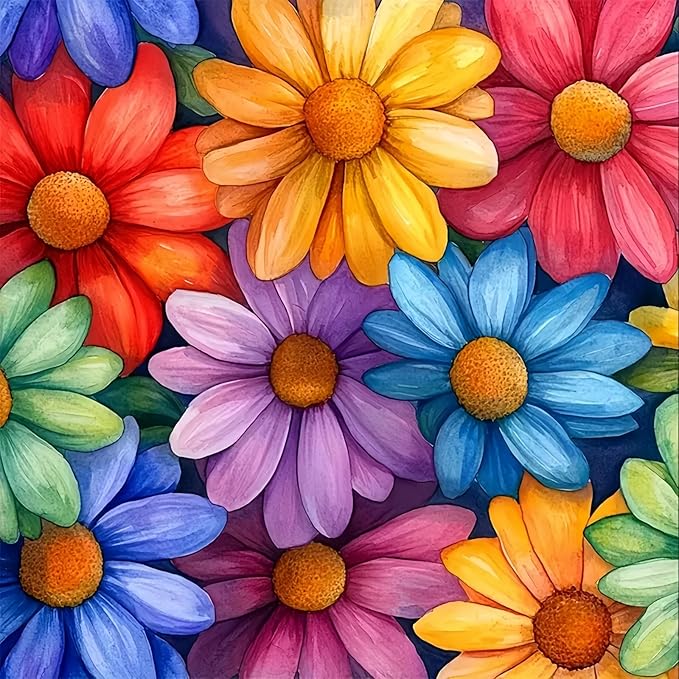 5DDIYART Flower Leisure Paint by Numbers for Adults Beginner, Paint by Number Kits on Canvas, Easy Acrylic Painting for Home Wall Decor 15.7x15.7 inch