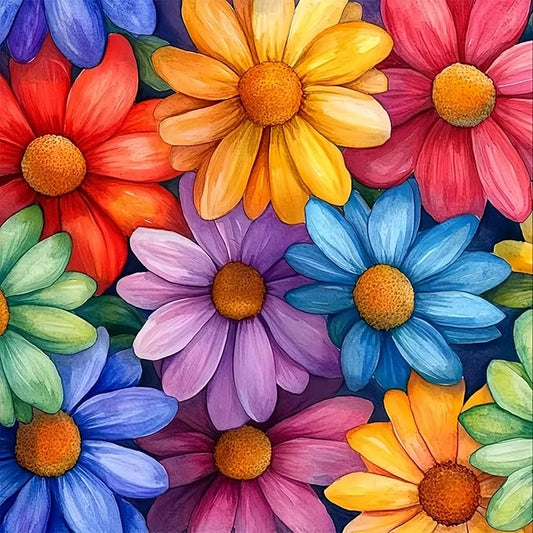 5DDIYART Flower Leisure Paint by Numbers for Adults Beginner, Paint by Number Kits on Canvas, Easy Acrylic Painting for Home Wall Decor 15.7x15.7 inch