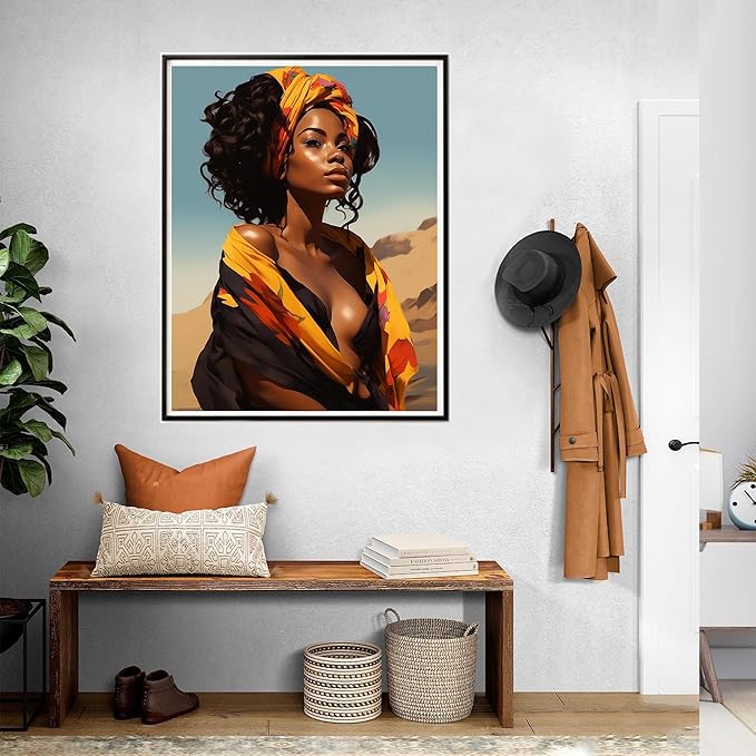 SKRYUIE Paint by Numbers Kits for Adults African Americans, Acrylic Africa Oil Paint by Numbers for Adults Beginner Canvas with Brushes Paintwork Art Crafts for Home Decor 16x20 inch u9