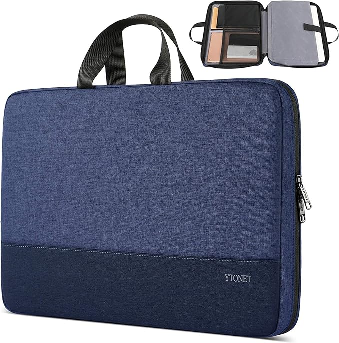 Ytonet Laptop Sleeve Case 15.6 Inch, Slim Water Resistant TSA Laptop Cover with Handle Protective Computer Carrying Case Compatible with MacBook Air/Pro HP Dell Lenovo Asus Notebooks, Dark Blue