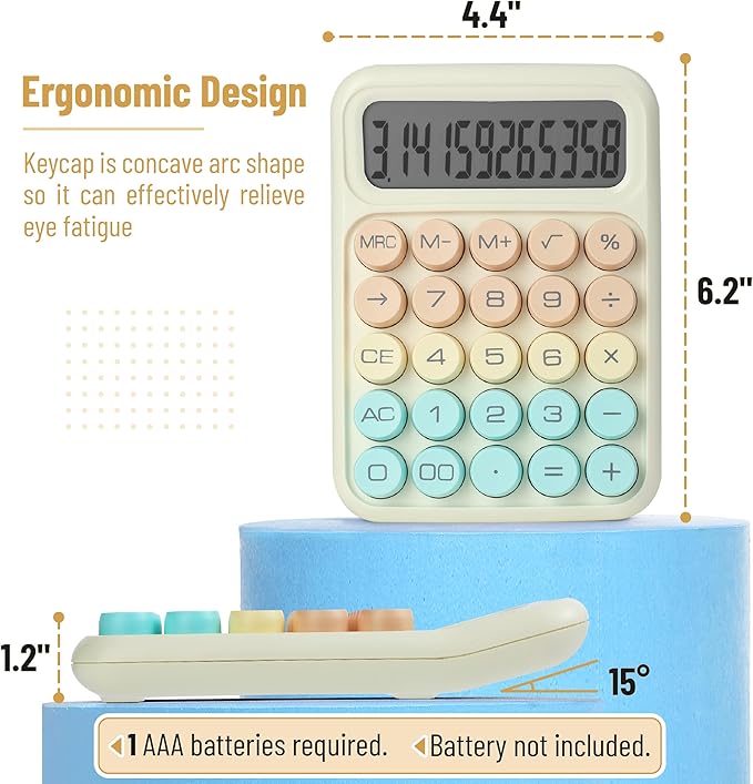Mr. Pen- Mechanical Switch Calculator, 12 Digit Large LCD Display, Colorful with Big Buttons, Mechanical Switch Calculator for Home, School, Office