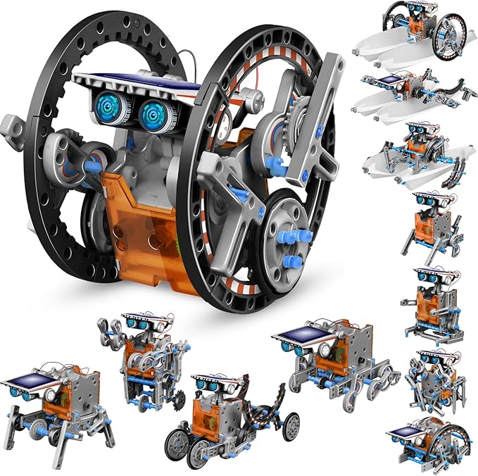 Dioju 13-in-1 Solar Robot Toys for Ages 8 9 10 11 12 Year Old Boys Girls, STEM Science Kits for Kids Age 8-12, Building Experiments Robotics Kit STEM Projects for Kid Christmas Birthday Gifts (Gray)