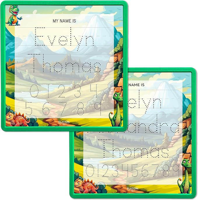 Kid's Name Tracing Board | Dry Erase Letter Tracing | Reusable Writing Practice Board | Personalized | Dinosaur Friends Theme