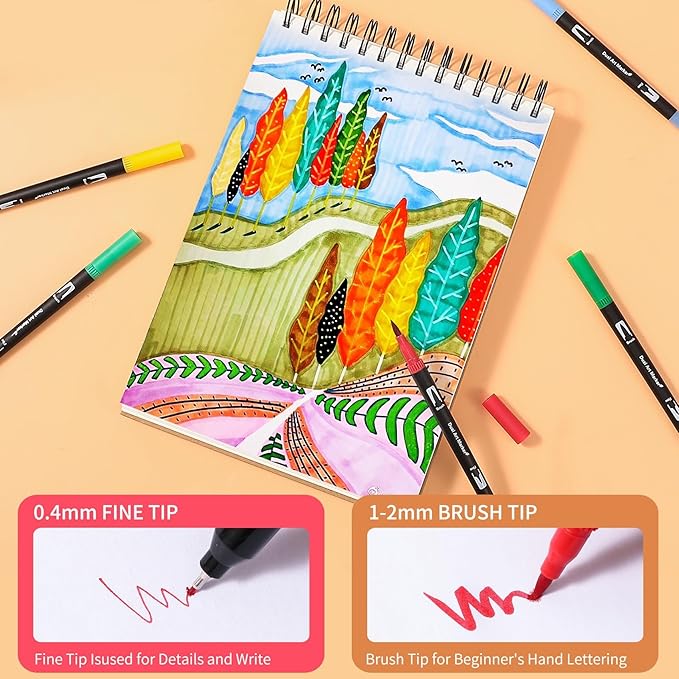 TOSHARE Art Markers Pens Dual Tip Coloring Markers Set with Brush & Fine Nib for Adult Coloring Book Brush Pens Professional Calligraphy & Drawing Art Supplies Kit for Adults (120 Colors)