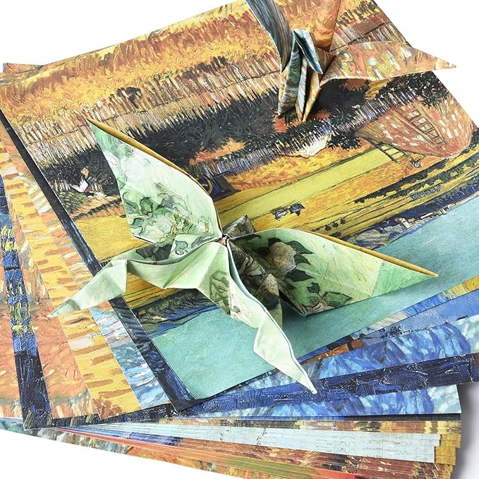 Origami Paper Kit Double Sided 100 Sheets 20 Colors 6 Inch Japanese Chiyo Square Easy Fold Arts Crafts DIY Handwork Origami Papers Van gogh Monet