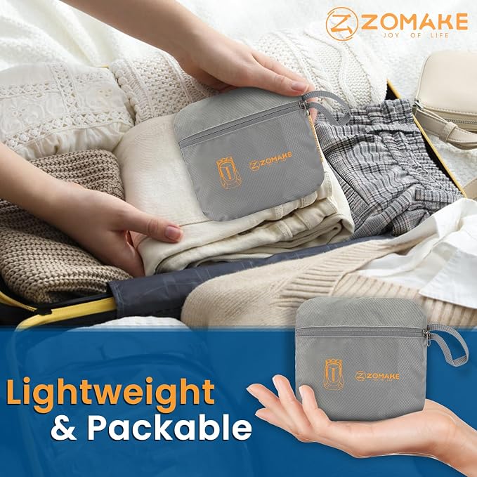 ZOMAKE Lightweight Packable Backpack 25L, Foldable Hiking Daypack | Water Resistant Small Folding Backpacks for Travel, Everyday Carry, Multi-Pocket Layout, Breathable Shoulder Strap