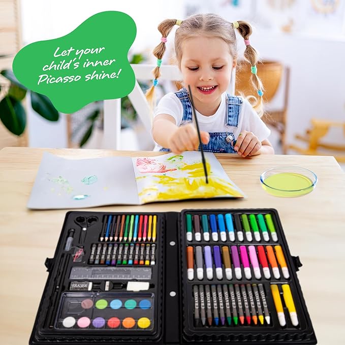 ArtCreativity Art Supplies Kit for Kids (101-PCS) – Crayons, Markers, Pencils, Watercolors & Coloring Book – Beginner Art Set & Creative Gift for Boys & Girls