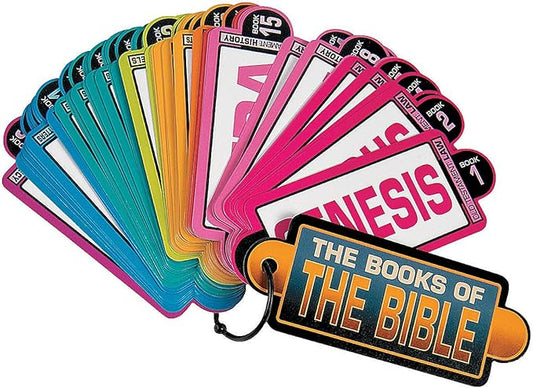 Fun Express Bible Study Guide Cards - Complete 66 Books of The Bible Flash Cards Set with Scripture Memory Verses | Color Coded Educational Tools for Kids, Teens & Family Bible Study - 12 Pack Bundle