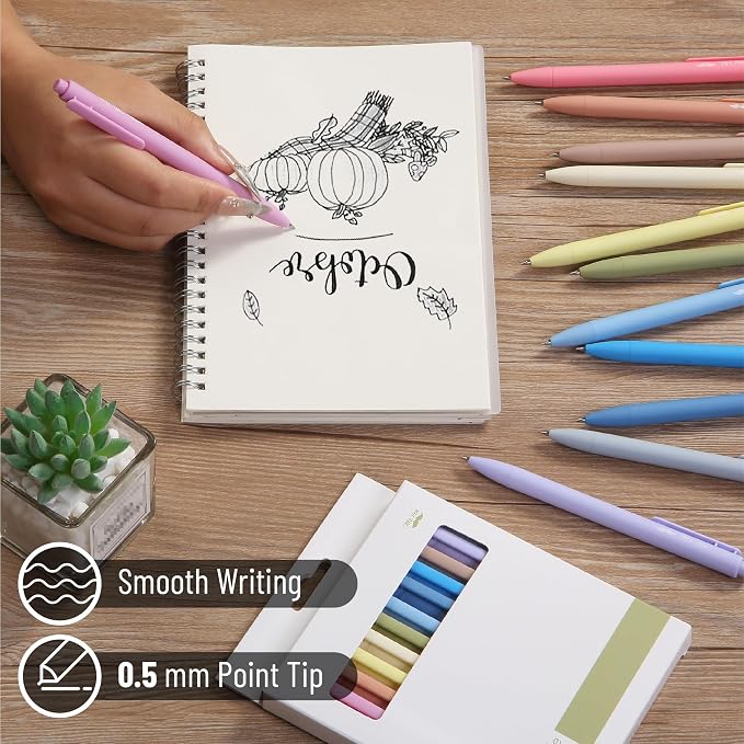 Mr. Pen- Retractable Gel Pens, 12 Pack, Black Ink, Fine Point 0.5mm | Fast Dry, Smooth Writing, Cute Pens for Drawing, Writing Planner and School Supplies
