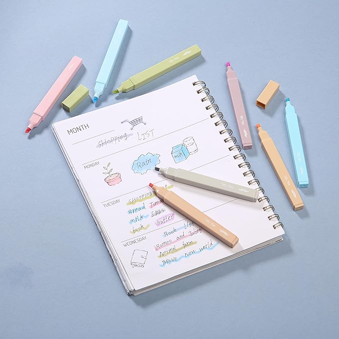 Mr. Pen- Aesthetic Highlighters No Bleed, 8 Pack, Pastel & Vintage Colors, Chisel Tip, Cute Highlighters Assorted Colors for Journaling, Highlighting, Underlining, Fast Dry, Back to School Supplies