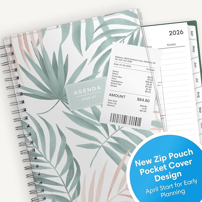 Blue Sky 2026-2027 Weekly and Monthly Academic Year 15 Month Planner Calendar, April 2026 - June 2027, 5" x 8", Flexible Cover With Zip Pouch, Wirebound, Storage Pocket, Seychelle