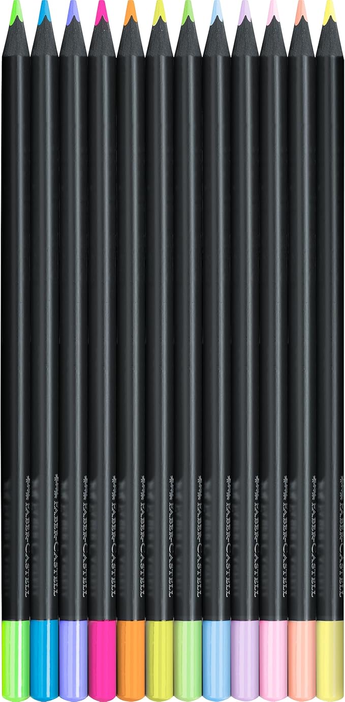 Faber-Castell Black Edition Colored Pencils, Neon & Pastel, Spring Craft Supplies