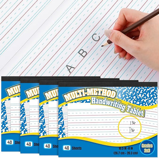 Henoyso 160 Sheets 8 x 10.5 Inch Handwriting Paper Kindergarten Writing Paper Primary Writing Tablet for Kids, Back to School Supplies Bulk Practice Double-sided Printing, Grades 2&3