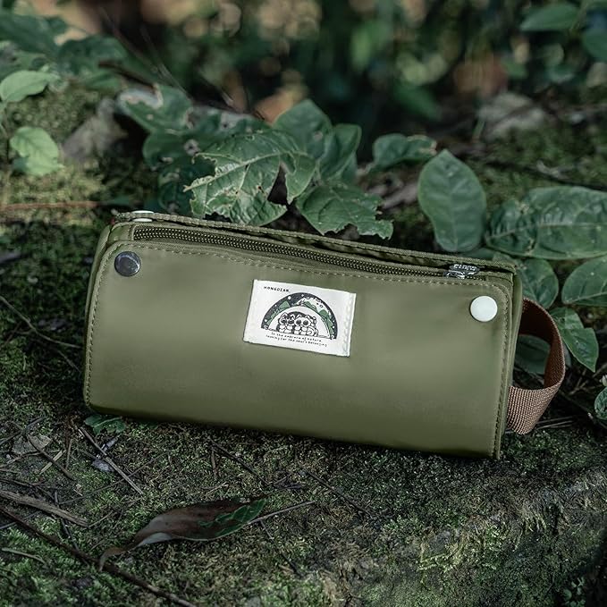 Lanxivi Large Capacity Pencil Case Roll Up Design Multifunctional Pencil Holder Pouch Stationery Pen Bag for Teen Girls and Boys Camping style - Green